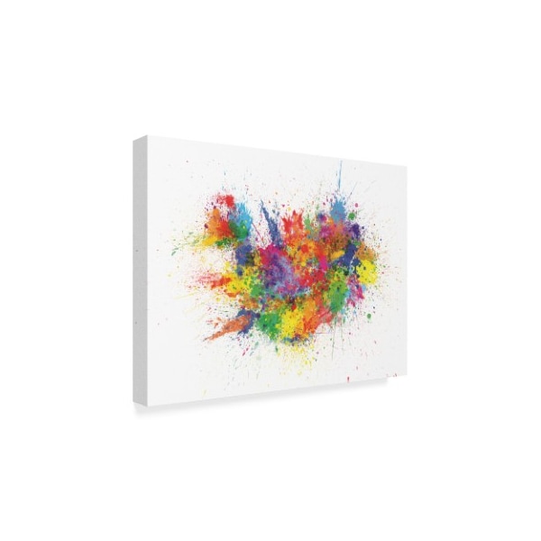 Michael Tompsett 'Iceland Paint Splashes Map' Canvas Art,24x32